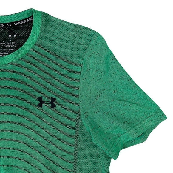 Under Armour Tee Mens Medium Bright Green Seamless Wave Contoured Fitted T Shirt - Picture 3 of 10
